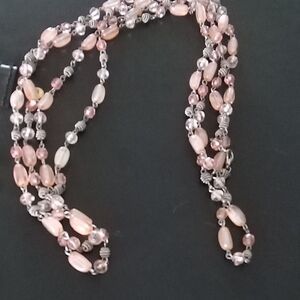 Pink Beaded Multi-Strand Necklace
